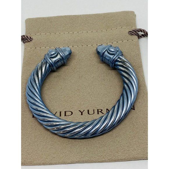 David Yurman Limited Edition Light Blue Aluminum Renaissance Bracelet 10mm 6.5” - Picture 7 of 12